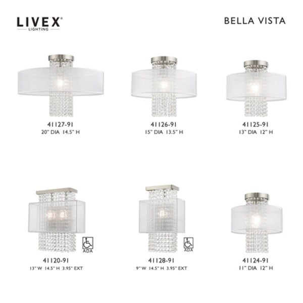 Bella Vista 1 Light Brushed Nickel ADA Wall Sconce