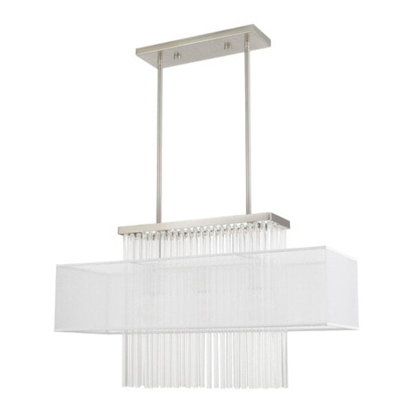 Alexis 3 Light Brushed Nickel Linear Chandelier