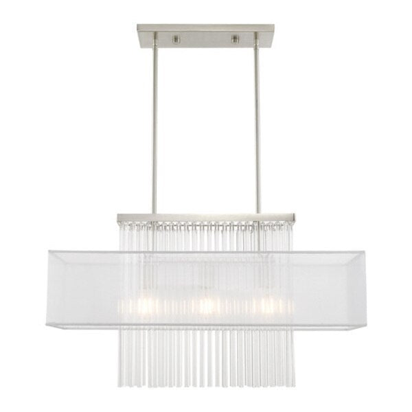 Alexis 3 Light Brushed Nickel Linear Chandelier