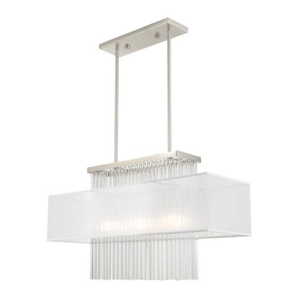 Alexis 3 Light Brushed Nickel Linear Chandelier