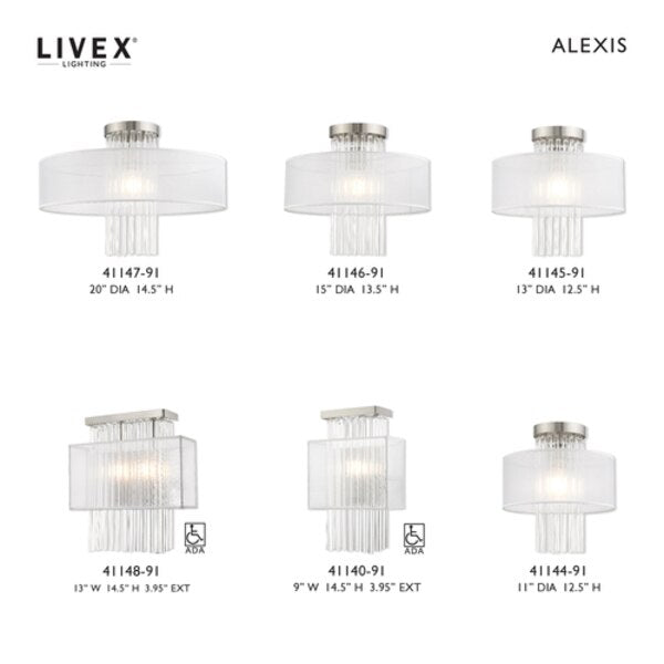Alexis 1 Light Brushed Nickel Ceiling Mo