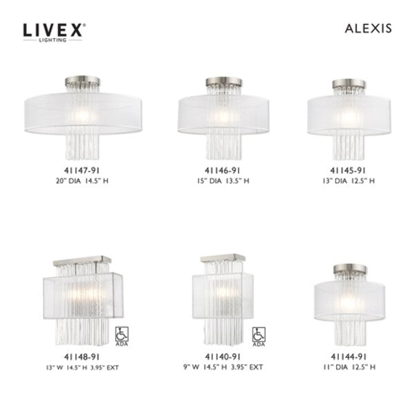 Alexis 2 Light Brushed Nickel ADA Wall Sconce