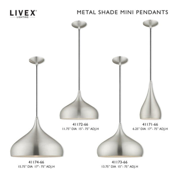 Metal Shade Mini Pendants 1 Light Brushe