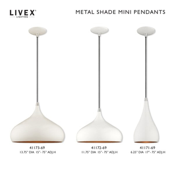 Metal Shade Mini Pendants 1 Light Shiny