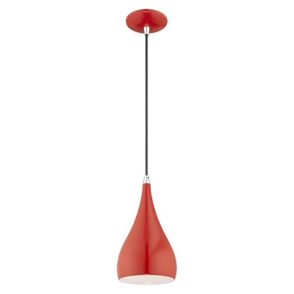 Metal Shade Mini Pendants 1 Light Shiny Red Mini Pendant