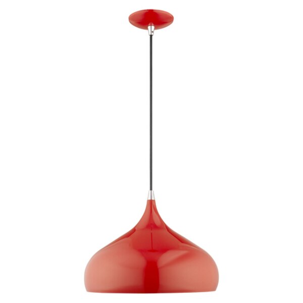 Metal Shade Mini Pendants 1 Light Shiny Red Mini Pendant