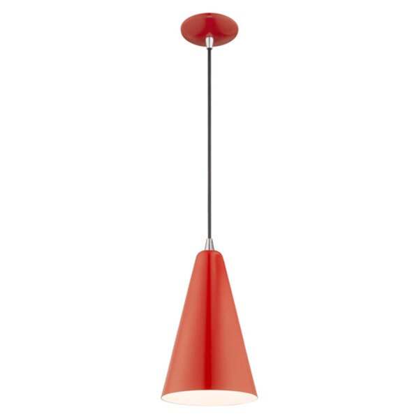Metal Shade Mini Pendants 1 Light Shiny Red Mini Pendant