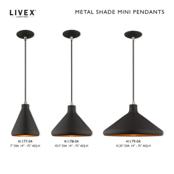 Metal Shade Mini Pendants 1 Light Black