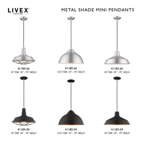 Metal Shade Mini Pendants 1 Light Brushed Aluminum Mini Pendant