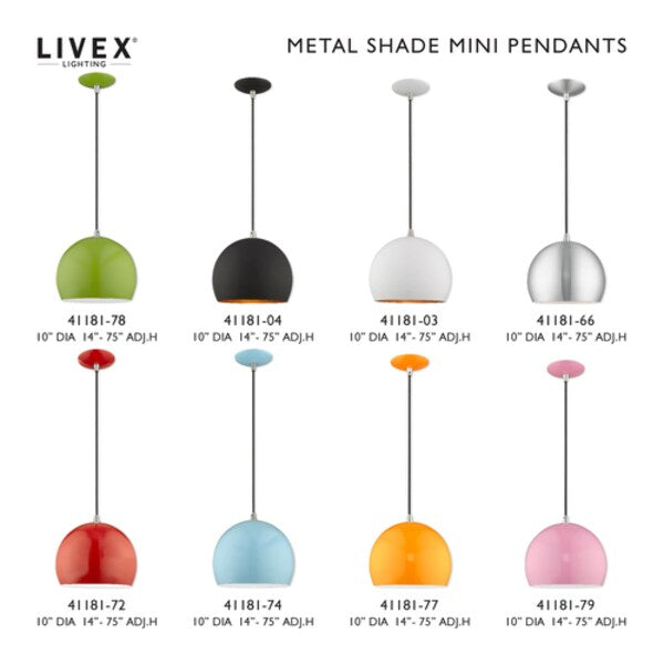 Metal Shade Mini Pendants 1 Light White Mini Pendant