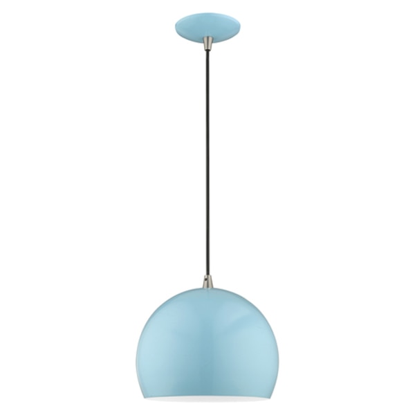 Metal Shade Mini Pendants 1 Light Shiny Baby Blue Mini Pendant