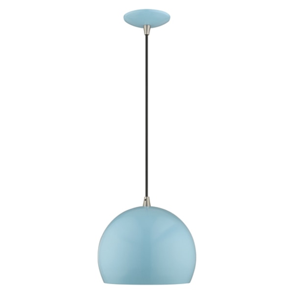 Metal Shade Mini Pendants 1 Light Shiny Baby Blue Mini Pendant