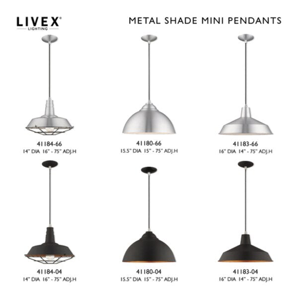 Metal Shade Mini Pendants 1 Light Brushed Aluminum Mini Pendant