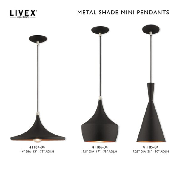 Metal Shade Mini Pendants 1 Light Black