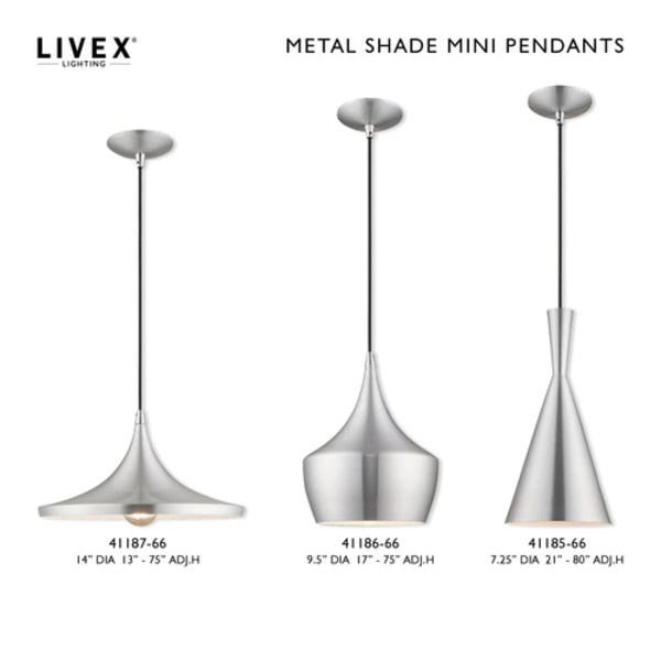 Metal Shade Mini Pendants 1 Light Brushed Aluminum Mini Pendant