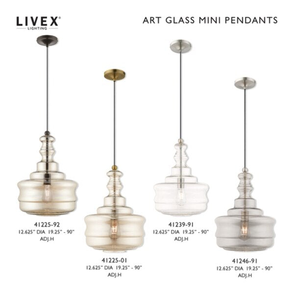 Art Glass Mini Pendants 1 Light Brushed Nickel Mini Pendant
