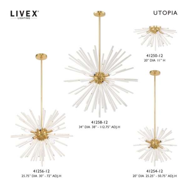 Utopia 4 Light Satin Brass Ceiling Mount