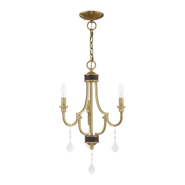 Glendale 3 Light Antique Brass Mini Chandelier
