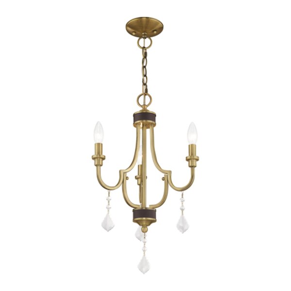 Glendale 3 Light Antique Brass Mini Chandelier