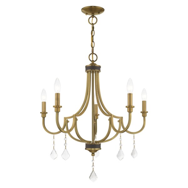 Glendale 5 Light Antique Brass Chandelier