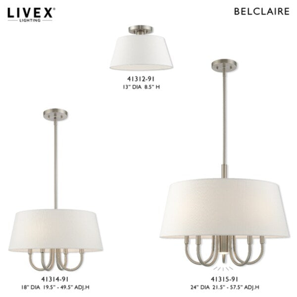 Belclaire 6 Light Brushed Nickel Pendant Chandelier