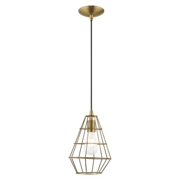 Geometric Shade Mini Pendants 1 Light Antique Brass Mini Pendant