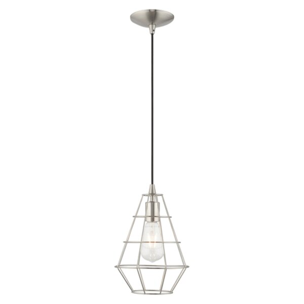 Geometric Shade Mini Pendants 1 Light Brushed Nickel Mini Pendant