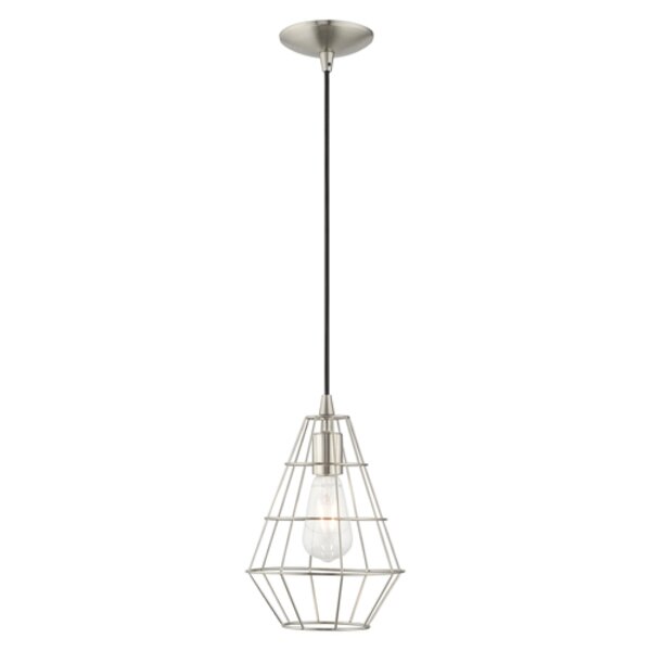 Geometric Shade Mini Pendants 1 Light Brushed Nickel Mini Pendant