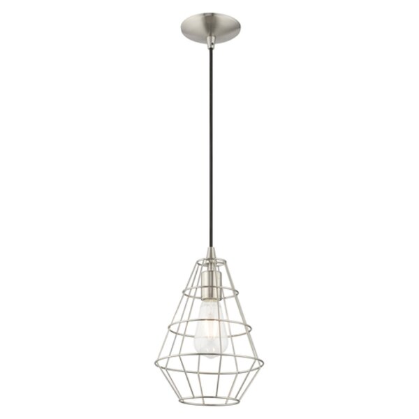 Geometric Shade Mini Pendants 1 Light Brushed Nickel Mini Pendant