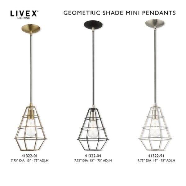 Geometric Shade Mini Pendants 1 Light Brushed Nickel Mini Pendant
