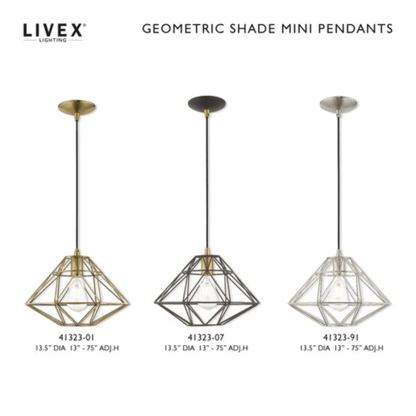 Geometric Shade Mini Pendants 1 Light Br