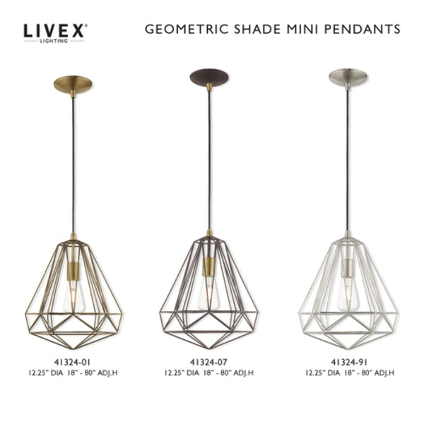 Geometric Shade Mini Pendants 1 Light Antique Brass Mini Pendant