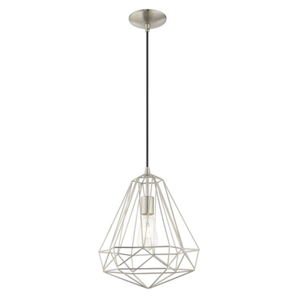 Geometric Shade Mini Pendants 1 Light Brushed Nickel Mini Pendant