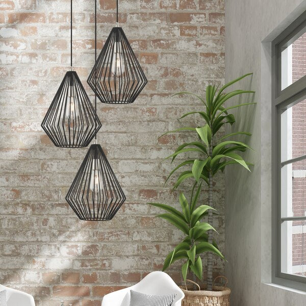 Geometric Shade Mini Pendants 1 Light Bl