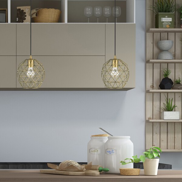 Geometric Shade Mini Pendants 1 Light Antique Brass Mini Pendant