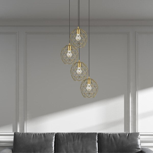Geometric Shade Mini Pendants 1 Light Antique Brass Mini Pendant