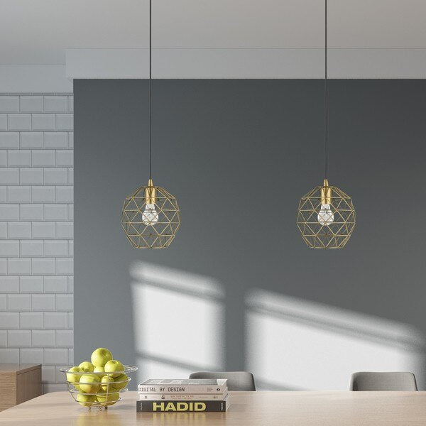 Geometric Shade Mini Pendants 1 Light Antique Brass Mini Pendant