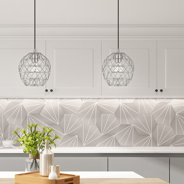 Geometric Shade Mini Pendants 1 Light Brushed Nickel Mini Pendant