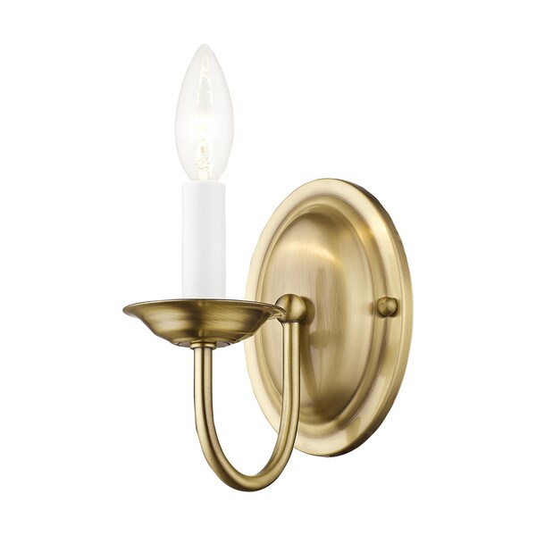 Home Basics 1 Light Antique Brass Wall Sconce