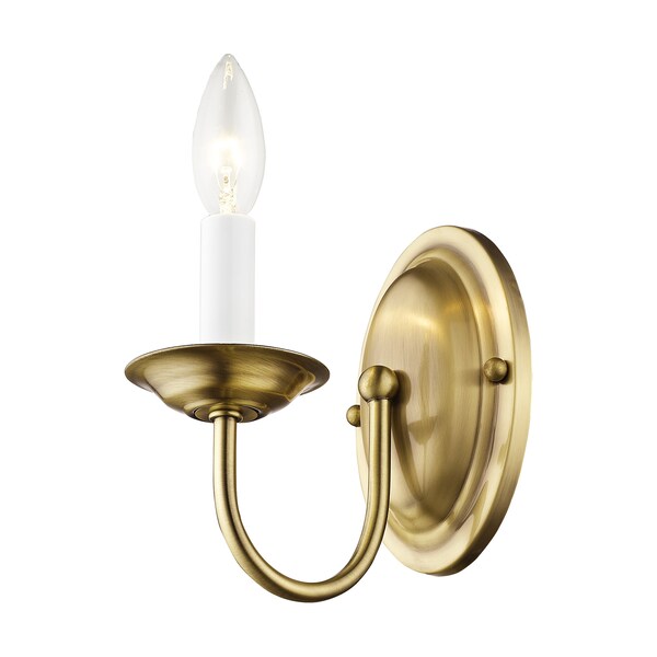 Home Basics 1 Light Antique Brass Wall Sconce