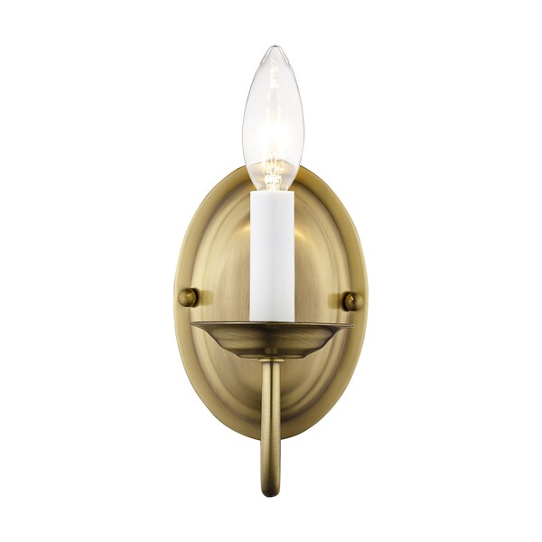 Home Basics 1 Light Antique Brass Wall Sconce