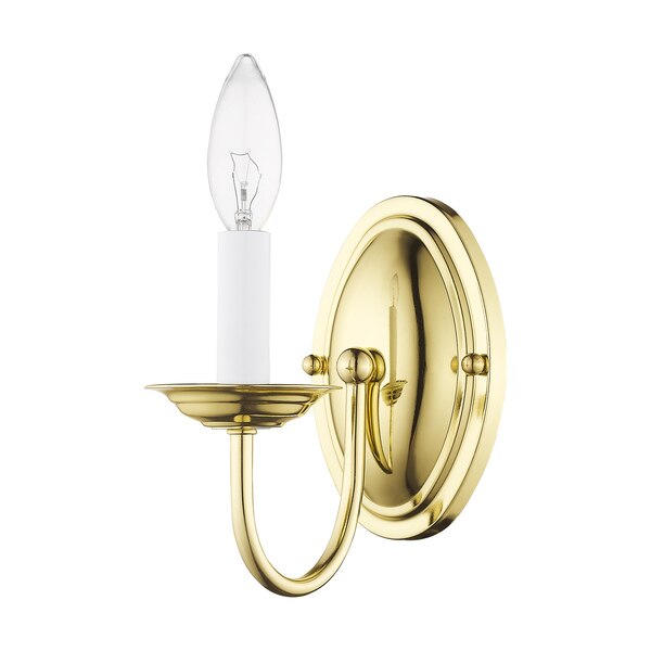 Home Basics 1 Light Polished Brass Wall Sconce