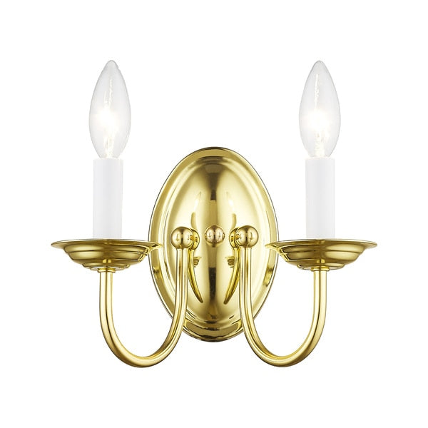 Home Basics 2 Light Polished Brass Wall Sconce