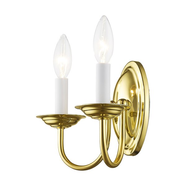 Home Basics 2 Light Polished Brass Wall Sconce