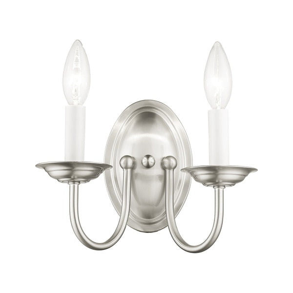 Home Basics 2 Light Brushed Nickel Wall Sconce