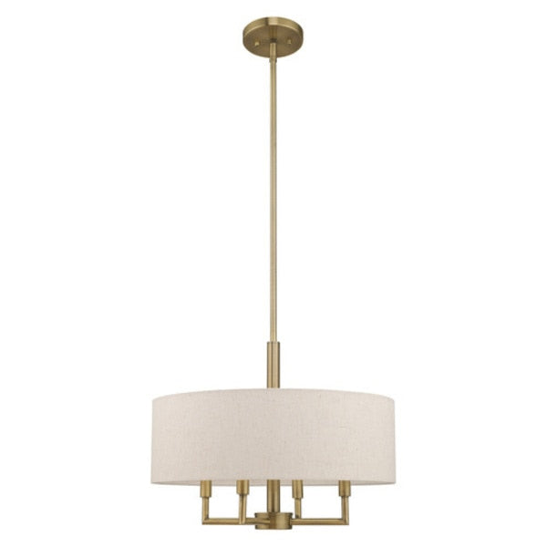 Meridian 4 Light Antique Brass Pendant Chandelier