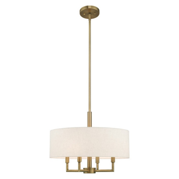 Meridian 4 Light Antique Brass Pendant Chandelier
