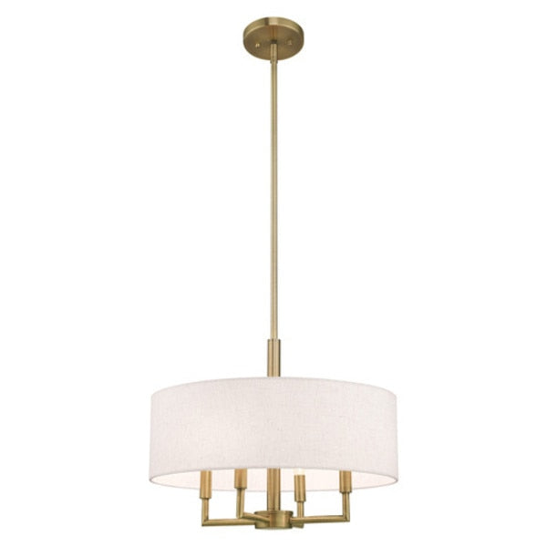 Meridian 4 Light Antique Brass Pendant Chandelier