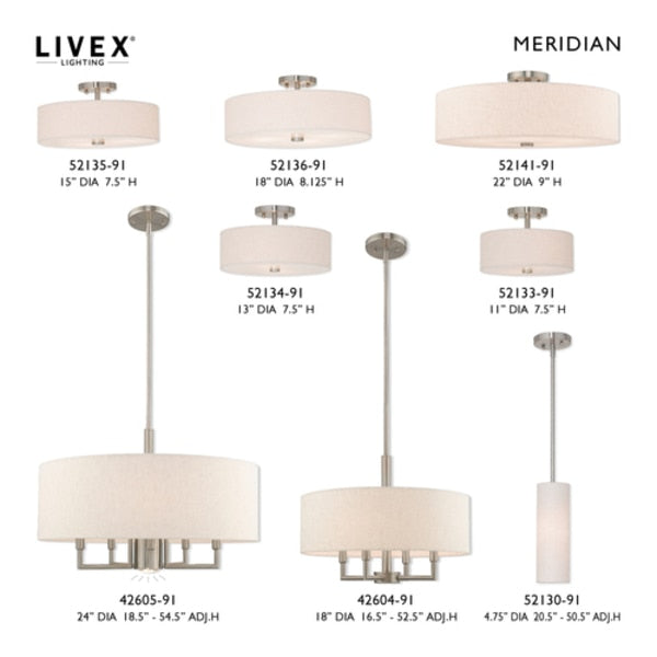 Meridian 4 Light Brushed Nickel Pendant Chandelier