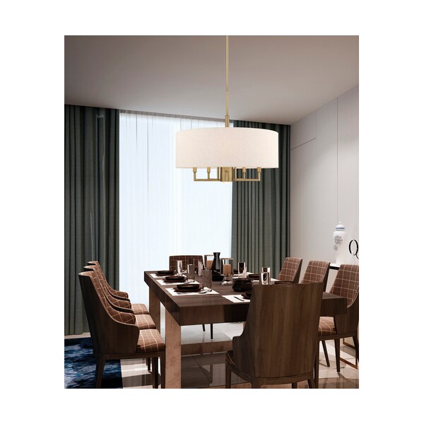 Meridian 6 Light Antique Brass Pendant Chandelier